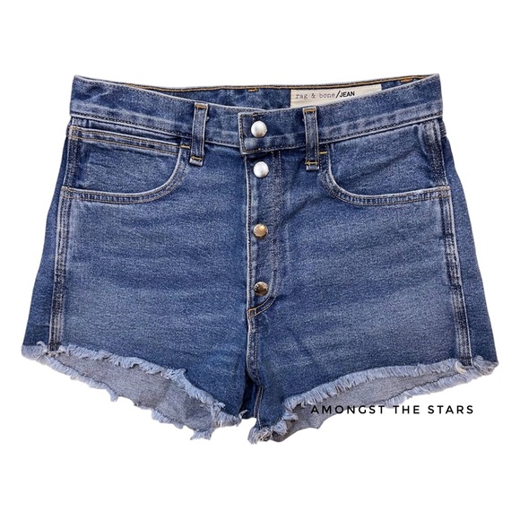 rag & bone /JEAN Lou Bluehill Blue Cut Off Denim Shorts - Picture 10 of 13